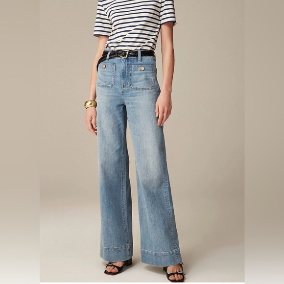 J.Crew “96 Denim Trouser Wife leg high rise Trouser Jeans Patch pockets Sz 32 - Picture 1 of 8